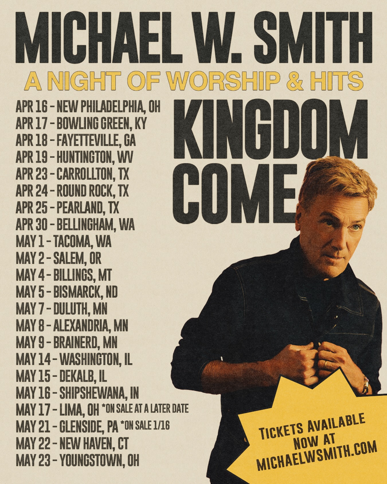 Michael W. Smith Kingdom Come Tour Poster 2026